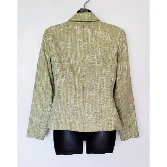 Michael Kors Linen Blend Spring Green & Cream Tweed Jacket Blazer - Size S - Picture 2 of 8